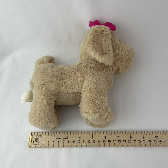 Tan Puppy Dog 10” Plush Stuffed Animal Toy w/Pink Bow Unbranded - Picture 8 of 8